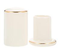 SUPVOX Ceramic Toothpick Holder White with Gold Trim Luxury Toothpick Dispenser for Kitchen and Ktv Settings