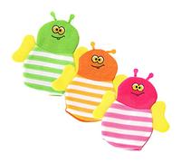 SUPVOX Children’s Bathing Rub Mitts Exfoliating Shower Gloves for Babies Cartoon Animal Pattern Soft Mesh Bath Sponge Baby Care 3pcs Set for Newborns