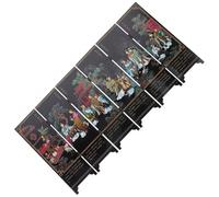 SUPVOX Chinese 4-panel Resin Folding Screen Panel, Traditional Chinese Art Decorative Room Divider with Confucius Illustration, National Craft Table Ornament for Home Decor