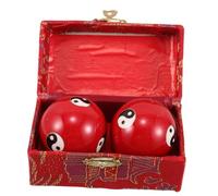SUPVOX Chinese Baoding Hand Massage Balls Chiming Sound Red Tai Chi Pattern Fitness Stress Relief Device for Hand Strengthening and Therapy for Adults and Seniors
