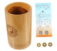 SUPVOX Chinese Fortune Divination Bamboo Bucket with Copper Coins Traditional Religious Fortune-telling Game Prop for Temple Use and Feng Shui Learning Solid Bamboo Material Gift for