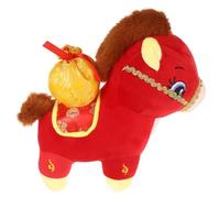 SUPVOX Chinese Horse Plush: 2026 Year Of The Horse Stuffed Animal Chinese New Year Plush Decoration Mascot Doll Plushies For Spring Festival Bedtime Present Bed Rest Chair Decor 28cm - Red