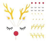 SUPVOX Christmas Cake Decorations 5 Sets Reindeer Cake Toppers Glitter Elk Antler Picks for Holiday Party Cupcakes and Festive Gathering Supplies