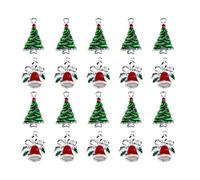 SUPVOX Christmas Charms DIY Pendants Alloy Crafting Accessories for Necklace Bracelet Ankle Making Favor 20pcs (Christmas Tree and Bow Bell for Each 10pcs)
