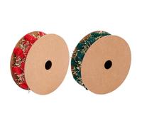 SUPVOX Christmas Decorative Pom Pom Ribbon Roll Set, Red and Green Metallic Gold Silver Glitter Wire Trim for Christmas Tree Wrapping and DIY Craft Embellishments, 2 Rolls