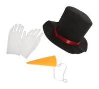 SUPVOX Christmas Snowman Decor 3pcs Set Including Hat, Carrot Nose and Gloves, Lightweight Cloth Material for Festive Outdoor Winter Activities, Easy to Store and Lasting Use DIY Snowman