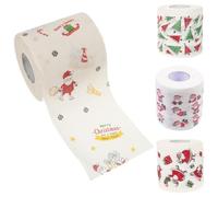 SUPVOX Christmas Toilet Paper Bathroom Supplies 4 Rolls with Beautiful Printed Pattern, Comfortable to Touch and Reduce Risk of Clogs for Home and Dorm Holiday Decoration