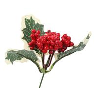 SUPVOX Christmas Tree Picks Chirtmas Decor Decor 10pcs Artificial Red Holly Leaves Berry Picks Stems for DIY Garland Holiday Wreath Ornaments Nativity Yule Artificial Plants