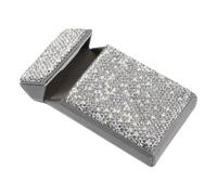 SUPVOX Cigarette Accessories, Bling Rhinestone Flip Top Cigarette Case with Internal Compartment, Sturdy Silver Holder for Smokers in Social Settings