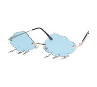 SUPVOX Cloud Shaped Frameless Sunglasses Party Eyewear with Gold Frame Green Lenses, Unisex Photo Prop for Festivals and Events