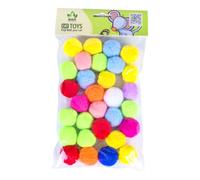 SUPVOX Colorful Elastic Pom Poms Cat Ball Toy Set 30 Pieces Plush Fluffy Balls Sturdy Interactive Pet Toys for Indoor Cats and Kittens Playing