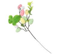SUPVOX Colorful Foam Easter Egg Bunny Picks Green Flocked Bunny Branches Soft Speckled Eggs for Garden Arrangements DIY Floral Spring Party Decorations