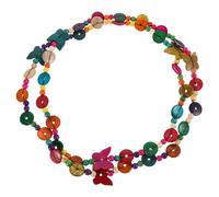SUPVOX Colorful Jamaican Necklace Long Design Butterfly Choker Wooden Beaded Choker Boho Ethnic Handmade Style for Summer Vacation