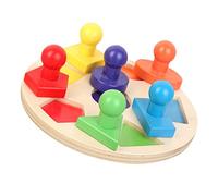 SUPVOX Colorful Wooden Geometric Shape Matching for Rounded Educational Puzzle Early Learning Developmental Supply for Preschoolers