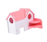 SUPVOX Colorful Wooden Hamster House Hideout Two-Tier Villa for Guinea Pigs and Chinchillas Cozy Small Animal Habitat Removable Base