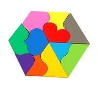 SUPVOX Colorful Wooden Heart-shaped Jigsaw Puzzle for Early Learning Puzzles Brain Teasers Educational Interactive Plaything Safe Water-based Paint