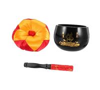 SUPVOX Copper Meditation Singing Bowl Set 3.5 Inch Black with Mallet and Cushion Mat for Yoga and Buddhist Mindfulness Practice