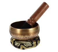 SUPVOX Copper Singing Bowl with Mallet Pad Portable Meditation Tool for Yoga Spiritual Practice 9cm Handmade Therapeutic Sound Bowl for Men Women Random Color