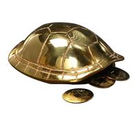 SUPVOX Copper Turtle Shell Divination Set with 3 Chinese Ancient Coins, Small Size Copper Fortune-Telling Game Prop, Chinese-Style Desktop Sculpture for Feng Shui and Office Decoration