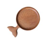 SUPVOX Creative Fish-Shaped Acacia Wood Sauce Dish Small Snack Plate Multi-Functional Seasoning Bowl for Soy Sauce and Condiments, for Japanese and Korean Dining