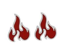 SUPVOX Creative Flame Shaped 925 Sterling Silver Earrings for Women, Red Fire Drop Dangle Ear Jewelry, Fashionable Gift for Casual and Party Wear