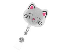 SUPVOX Cute Cat Badge Reel Nurse Badge Reel Silver Abs Silicone Retractable Sturdy with Alligator Clip for Professional Setting in Hospital Environments