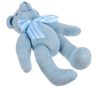 SUPVOX Cute Knitted Jointed Plush Bear Soft Blue Stuffed Bear Doll for Babies and, Adorable Stuffed Animal Suitable for Sleep and Play