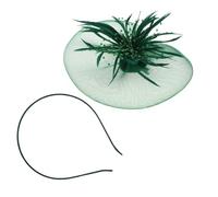 SUPVOX Dark Green Mesh Plume Headband, Creative Bow Hair Clip Party Headwear, Elegant Hair Accessory for Weddings and Special Occasions