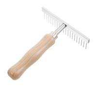 SUPVOX Dematting Brush for Horses and Dogs with Ergonomic Wooden Handle, Stainless Steel Undercoat Rake for Effective Shedding and Grooming, Versatile Use for Equine and Pet Care