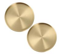 SUPVOX Desktop Coasters Brass Tea Serving Mats Modern Style Round Brass Tray for Modern Home,jewelry, Makeup,toiletries, Kitchen Tableware,matte Finish-2pcs