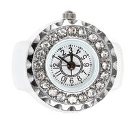 SUPVOX Diamond Embedded Finger Ring Watch for Boys and White Micro Watch Ring Decorative Dial for Everyday Wear