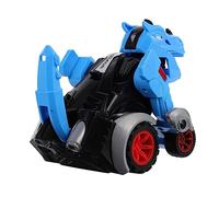 SUPVOX Dinosaur Car Toy Pull Back Inertia Vehicle Transforming Educational Plaything for Boy Girl Realistic Blue Design for Preschoolers Encourages Learning and Parent-boy Girl