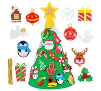 Felt Xmas Tree DIY Wall Felt Tree Christmas Decoration Felt Christmas Tree Hanging Tree Christmas Tree with Ornaments Christmas Puzzle Tree Bling Decor Star Tree 3D Pearlescent