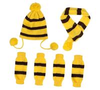 SUPVOX Dog Scarf Hat Set for Winter Knitted Warm Costume Yellow and Brown Size s for Outdoor Pets and Festivals