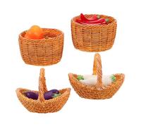 SUPVOX Dollhouse Miniature Vegetable Basket with Tiny Pumpkin Eggplant Radish Pepper Figurines Realistic Kitchen Display Miniatures for Dollhouse Market Flexible Scene Arrangement Compact