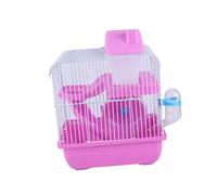 SUPVOX Double Layer Hamster Cage Villa for Small Pets with Running Wheel and Leakproof Water Bottle Portable Acrylic Pet House Multifunctional Slide Design Light Pink Random Color