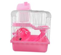 SUPVOX Double Layer Small Pet Cage for Hamsters and Rats Pink Wear Resistant Hamster Castle with Detachable Accessories Safe Plastic and Wire Animal House for Active Small Pets