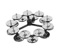 SUPVOX Double Row Silver Stainless Steel Drum Hihat Tambourine Cymbal Accessory 9 Pairs of Metal Jingles for Drum Set Percussion