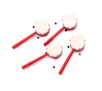 SUPVOX Drum Shaking 7cm Sheepskin Surface Wooden Handle Traditional Chinese Musical Instrument for Baby Early Educational Play 2pcs Set