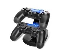 SUPVOX Dual USB Controller Charging Station Dock LED Indicator Fast Charge Stand for 4 Controllers Compatible/Pro/Slim Sleek Compact Design Black