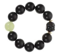 SUPVOX Ebony Wood Buddhist Beads Bracelet with Luminous Night Glow Beads, 2.0mm Black Ebony Strand Jewelry for Meditation and Spiritual Use