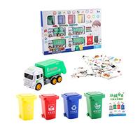 SUPVOX Educational Garbage Truck for Sorting Cards Sanitation Vehicle Plaything Early Learning Trash Can for Boy and Girl Cognitive Development Random Color