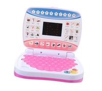 SUPVOX Educational Laptop with LED Screen Musical Learning Computer for Interactive Simulation to Enhance Fine Motor Skills and Hand Eye Coordination Pink Mini Early Learning Machine for