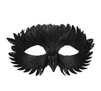 SUPVOX Elegant Handmade Owl Half Face Cover for Halloween Carnival and Themed Parties Intricate Detailing Versatile Black Color for Costume Accessory