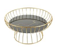 SUPVOX Elegant Small Black Glass Footed Fruit Tray, Iron Decorative Candy and Dried Fruit Serving Plate for Household Snacks and Living Room Display