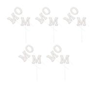 SUPVOX Elegant White Cloth Mother's Day Cake Decoration Set of 5 Easy to Take down Cake Accessories for Mother's Day Party Decor and Photography Props
