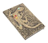 SUPVOX Embossed Gecko Pattern Vintage A5 Hardcover Notepad, Multi-function Daily Planning Notebook with Leather-like Cover, Creative Agenda Journal for Office and Student Use