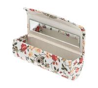 SUPVOX Embroidered Floral Lipstick Holder with Mirror Brocade Material Cosmetic Storage Box for Women Vanity Use