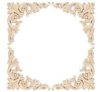 SUPVOX European Style Carved Wood Applique 4pcs Unpainted Decorative Frames with Carved Patterns, Easy to Spray Paint, for Decorating Doors and Cabinets