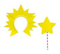 SUPVOX Fairy Costume Accessories Set with Short Star Wand and Sun Hairband, 2pcs ’ Dress Up Wand for Halloween Party, Birthday, and Cosplay